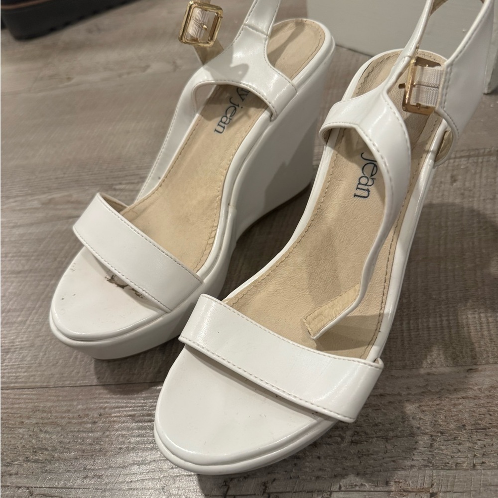 Cathy Jean White Wedges